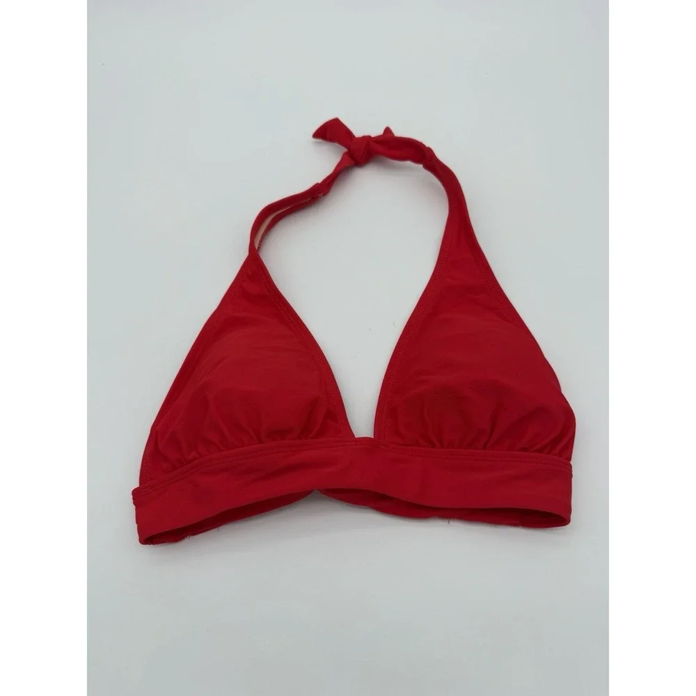 Red Halter Top,‎ Black Stripe Bottom Swimsuit-XS-Beach-Pool-Resort-Retro-NWOT